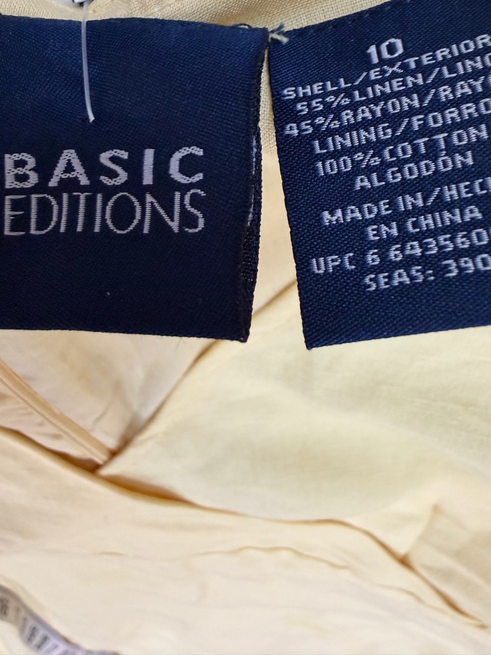 VTG Butter Yellow Linen Blend Midi Dress Sleeveless Summer Sz 4/6 S read - Picture 9 of 13